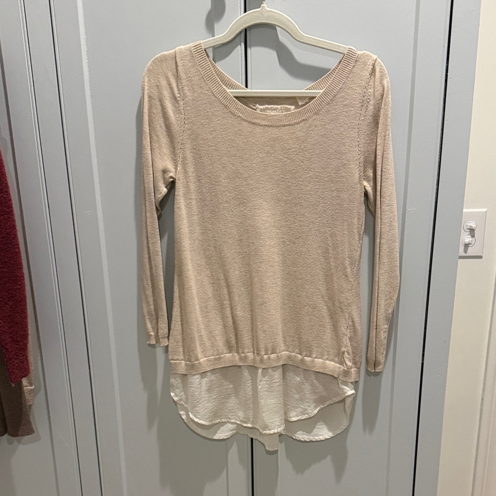 Anthropologie Beige and Cream Layered Tunic